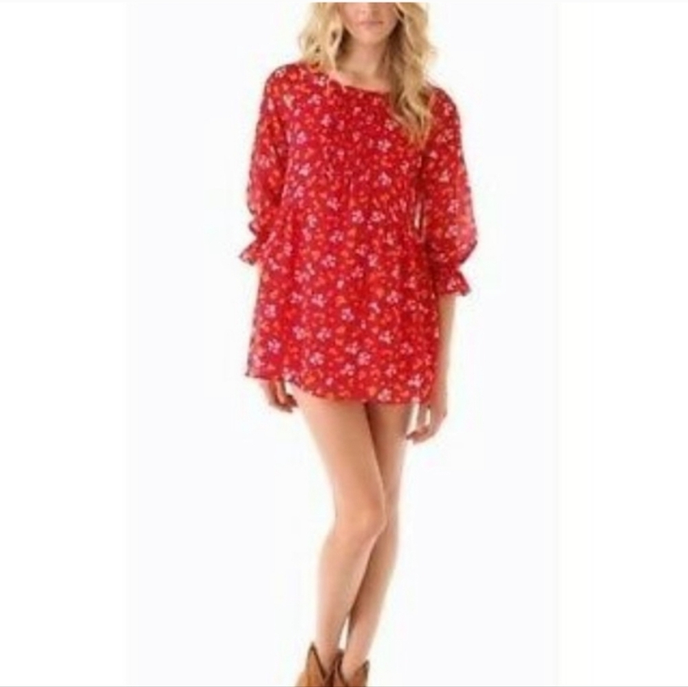 Free People Doll Floral Smocked Mini Dress Size 12